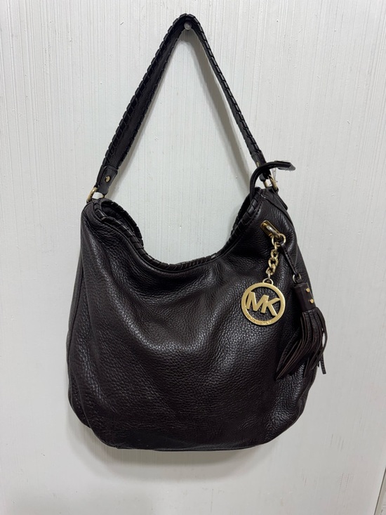 Michael Kors Handbags - Michael Kors Black Pebbled Leather Hobo with Gold MK Charm